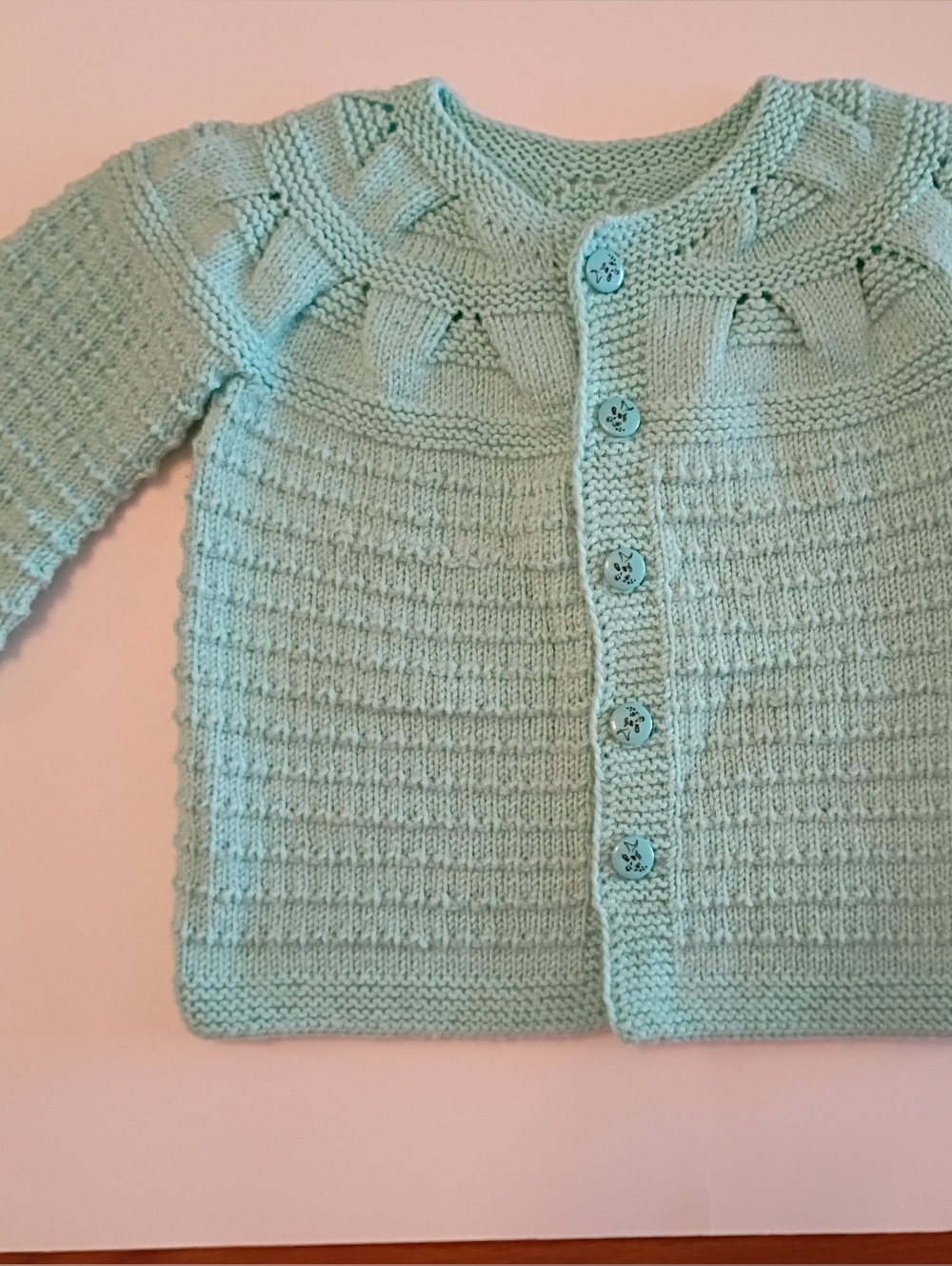 Hand-Knit Light Blue Toddler Sweater Cardigan
